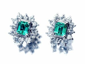 1円～【ジュエリー極】良質グリーンカラー！天然エメラルド0.48ct＆天然ダイヤモンド0.2ct 高級Pt900ピアス a1249im【送料無料】