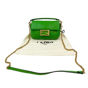 【中古】美品 フェンディ FENDI レディース バケット グリーン 2way ショルダーバッグ 8BS017