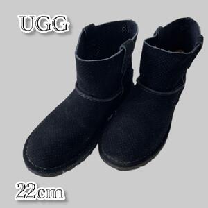 UGG アグ　ムートンブーツ　ショートブーツ　黒　22cm 小さいサイズ　秋冬 　3182 724