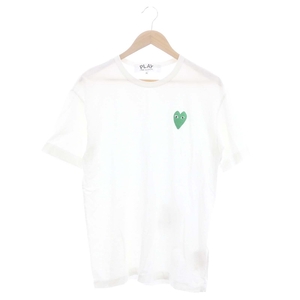 プレイコムデギャルソン PLAY COMME des GARCONS AD2022/4 ハートワッペンTシャツ カットソー 半袖 XL 白 ホワイト 緑 グリーン AZ-T044 /D