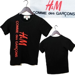 ★【USED品 限定 国内正規品】H&M COMME des GARCONS エイチアンドエム×コムデギャルソン コットン100% コラボ ロゴ カットソー TシャツXS