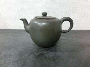 T【Z6-35】【60サイズ】▲青備前焼 急須/茶道具 茶器/陶芸 工芸品/直径約7cm×高さ約7cm/焼き物/※傷有り