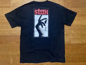 ★STAX スタックス★レーベルロゴTシャツ ブラックMサイズ 難有