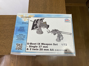 MPM 1/72 N72018 U-Boot IX Weapon Set Single 37mm & 2 Twin 20mm AA Cannons