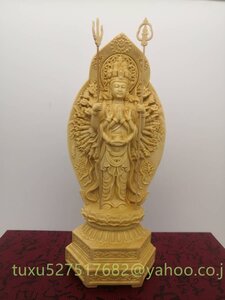 仏教工芸品 千手観音菩薩 千手観音 観音菩薩 木彫仏教　精密彫刻　極上品　仏師で仕上げ品