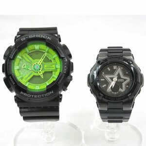 1円【ジャンク】CASIO カシオ/G-SHOCK/Baby-G/2点セット/GA-110B、BGA-115B/06