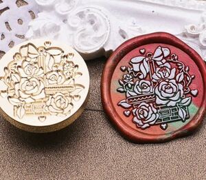 【シーリングスタンプヘッド】薔薇 バラ ローズ 花 シーリングワックス ワックスシール ヘッドのみ ② 直径25mm