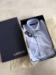 5531】新品4.4万【LARDINI / ラルディーニ　38　ポプリン素材　ブロードシャツ　セミワイドカラー　ハンド仕立てシャツ】サックスブルー