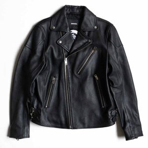 【美品】DIESEL【ダブルライダースジャケット】M ラムレザー ブラック ディーゼル 2411296