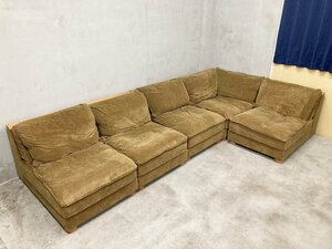 SALE【送料落札後加算】TRUCK FURNITURE(トラック・ファニチャー) コーナーソファー コーデュロイ 5脚 USD品 8216mjxYK