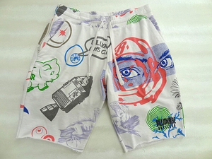 BILLIONAIRE BOYS CLUB 全面 グラフィック アート プリント ホワイト 白 スウェット パンツ ハーフ ショーツ マルチ カラー 色 絵 落書き