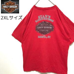 2005年代製 ハーレーダビッドソン イーグルス プリントTシャツ00s 表記XXLサイズ 赤 レッド アメカジ ストリート 90s 80s