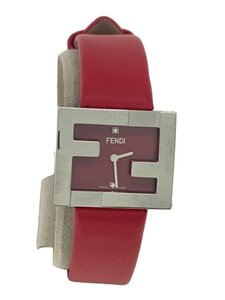 FENDI◆マニア/スクエア/クォーツ腕時計/アナログ/レザー/レッド/SS/FOW850A2YAF0C0U