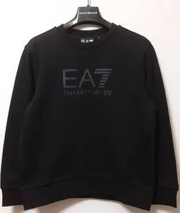 [新品] 12A(12歳) EA7 / ARMANI JUNIOR　ラバーロゴ入り【スウェット(トレーナー)】◆2024-25年秋冬モデル　男の子用 150cm　◆色：黒