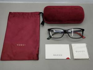 163-KA1279-60: GUCCI グッチ 伊達メガネ アジアンフィット GG 0408 OA 007 保存袋・ケース付 ユニセックス