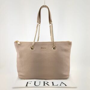 フルラ チェーン トートバッグ レザー グレージュ ゴールド金具 レディース 程度B　FURLA ◆3107/SBS通り店