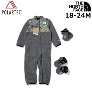 1円～!売切!【正規新品】THE NORTH FACE◆BABY DENALI ONE-PIECE SET ロンパース US限定 3点セット アウトドア(18-24M)グレー 240517-63