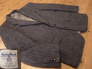 カナダ製 MOORES Harris Tweed ２釦 ヘリンボーン ハリスツイード テーラード ジャケット ブレザー アメリカ古着 サイズ 40S L相当