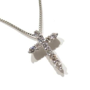 美品★プラチナ Pt850/Pt900 ダイヤモンド 0.30ct クロス チェーン ネックレス 十字架 約2.5g★