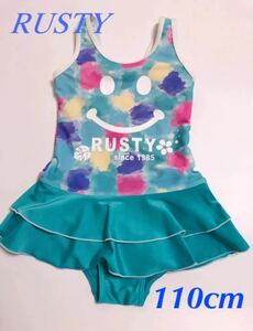 新品★ RUSTYラスティ キッズ ワンピース 子供水着 ニコちゃん　女の子　110cm