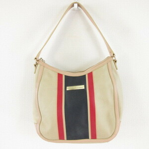 トミーヒルフィガー TOMMY HILFIGER ハンドバッグ キャンバス レザー ベージュ 紺 *A87 レディース