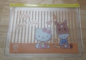 非売品 新品未使用 JRA ターフィー Sanrio サンリオ ハローキティ はろうきてぃ ジップ付ビニールポーチ①