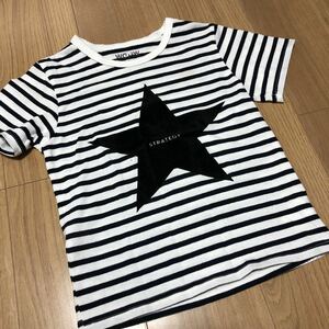 【グローバルワーク】紺×白　星　ボーダー半袖Tシャツ XL 130位