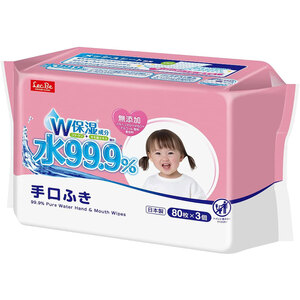 【まとめ買う】水99.9％ 手口ふき 80枚×3個パック×6個セット