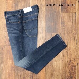 1円/AMERICAN EAGLE/31インチ/テーパード デニムパンツ 0118-6347 伸縮◎ ウォッシュ加工 ストリート 新品/青/ブルー/ih293/