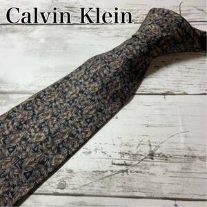 Calvin Klein CK カルバンクライン　ネクタイ　総柄　ビジネス　スーツ　シルク　日本製　メイドインジャパン