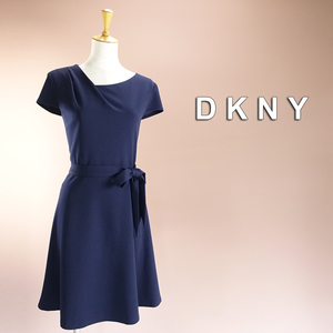 新品 DKNY 16/21号 ダナキャラン 紺 ワンピース Aライン パーティドレス 半袖 大きいサイズ 結婚式 二次会 フォーマル お呼ばれ 葵38F1603