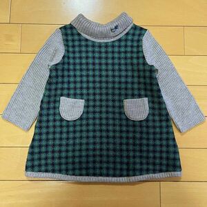 美品★familiar／ファミリア★ニットワンピース 80 定番チェック