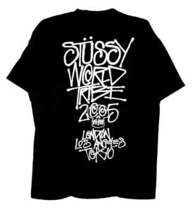 超爆レア希少！新品タグ付き！STUSSY ステューシー/2005年25周年25th限定アニバーサリーTシャツ L ブラック 当時のフライヤー付き