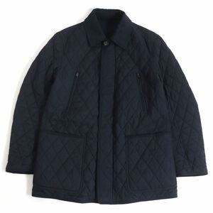 美品□BRIONI/ブリオーニ 無地 裏シルク混 WZIP リバーシブル キルティングジャケット/ブルゾンジャケット ネイビー S イタリア製 正規品