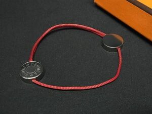 1円 ■美品■ HERMES エルメス セリエ シルバー金具 ブレスレット アクセサリー レッド系×シルバー系 FD6594