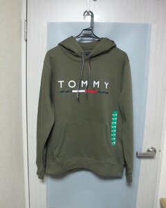 Tommy Hilfiger トミー ヒルフィガー ロゴ スウェット フーディ メンズ XL オリーブ