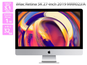 27インチ Apple iMac 5K 27-inch,2019 MRR02J/A Core i5 8600 3.1GHz メモリ32GB Fusion Drive 1TB Cランク K87H 中古