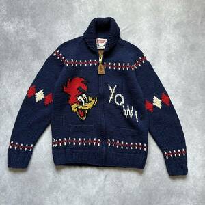 Hysteric Glamour × CANADIAN SWEATER ウッディー・ウッドペッカー　コラボ　カウチンニットジャケット　厚手　カナダ製　ブルー　S