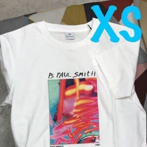 選べる2色◇Paul Smith 半袖 オーガニックコットン Tシャツ 男女兼用 プリントTシャツ ポールスミス 黒　白T XS S 半袖　紙袋付き