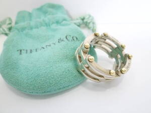 65798◆アクセサリー TIFFANY&Co./ティファニー ゲートリング 925 750 コンビ ゴールド シルバー 保護袋有 装飾品 K18 YG SILVER◆