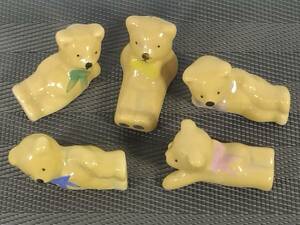 昭和レトロ クマさんの箸置き 陶器 5体セット