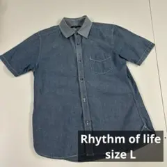 Rhythm of life シャツ　ネップ　古着　デニム　L