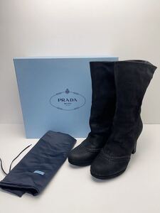 美品 プラダ PRADA ロングブーツ スエード レディース x174