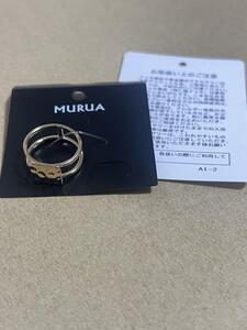 新品 MURUA ムルーア メタルプレートリング ゴールド