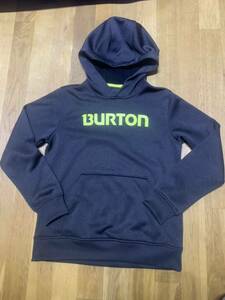 美品 BURTON バートン撥水加工パーカー フード M 140 ネイビー紺色 KIDS 子供