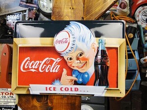 昔のアドバタイジング　3Dメタルサイン　（コカ・コーラスプライトボーイ/横デザイン）　アメリカ雑貨　アメリカン雑貨