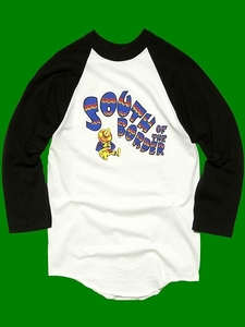 ヴィンテージ古着 SOFFE SOUTH OF THE BORDER メキシカンプリント ラグラン 七分袖 綿ポリTシャツ サイズ34-36 S