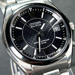 CITIZEN シチズン エコドライブ H415-S053048 腕時計 電波ソーラー アナログ 3針 カレンダー ブラック文字盤 ステンレス 動作確認済み