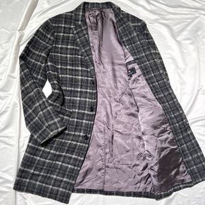 BEAUTY&YOUTH UNITED ARROWS【極上の着心地】 ユナイテッドアローズ チェスターコート アウター L チェック ウール ダークグレー A35