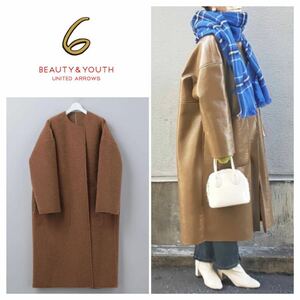 ＜6(ROKU)＞ENAMEL×BOA REVERSIBLE NO COLLAR COAT/コート ノーカラー　リバーシブル　コート　ボアコート38 定価59,400 20211226